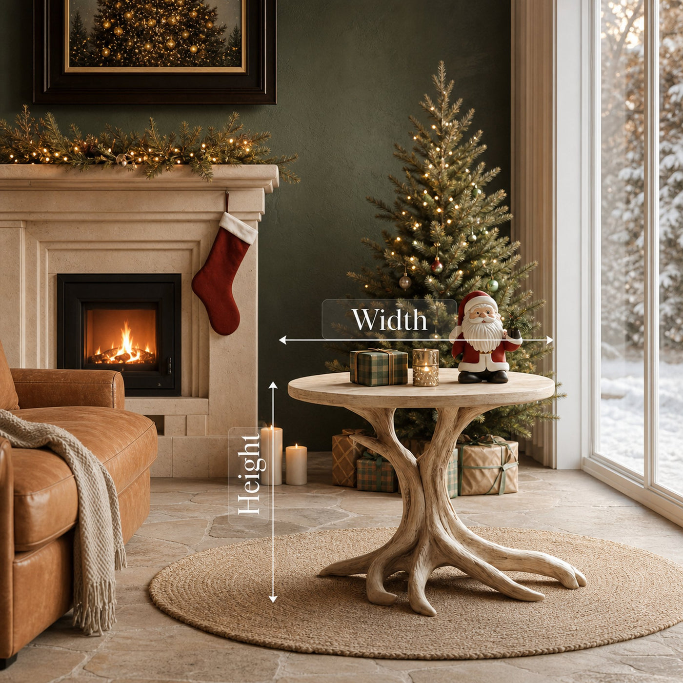 Rustic Round End Table For Entryway Design Christmas Furniture Decor - product view 6
