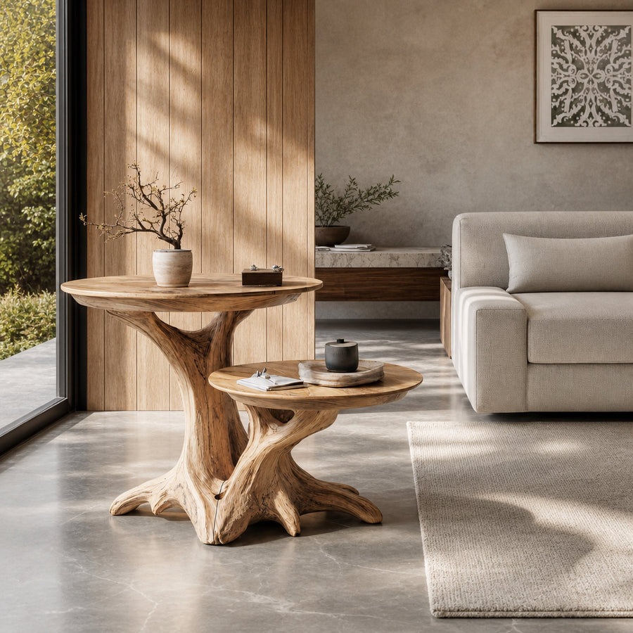 Rustic Round End Table For Entryway Design Decor And Storage Space