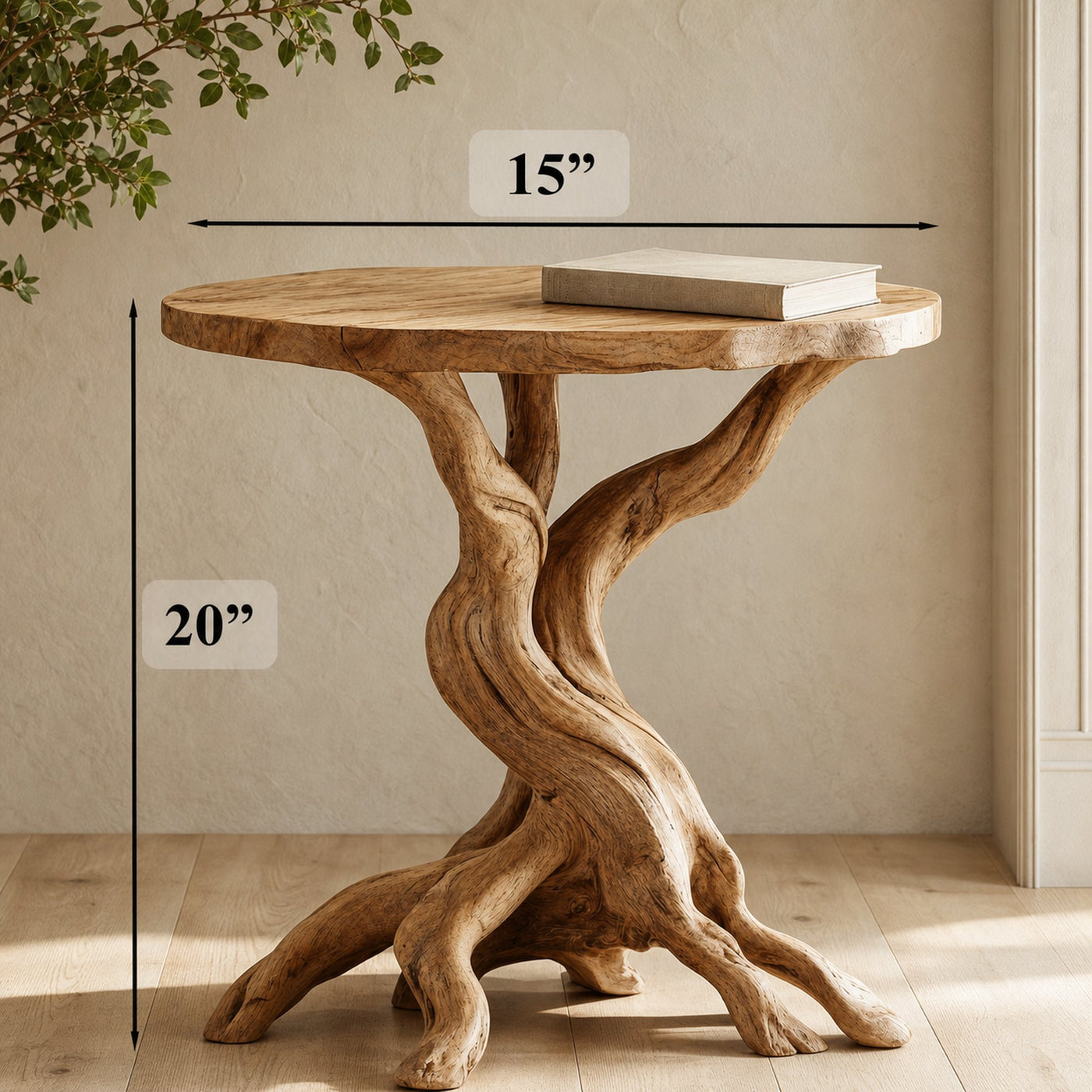 Rustic Round End Table Solid Wood End Table - product view 6