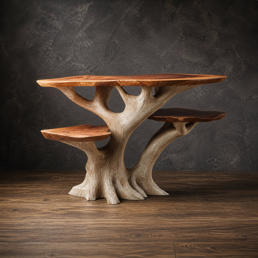 Rustic Sculptural Bedside Table Bedroom Living Room Decor