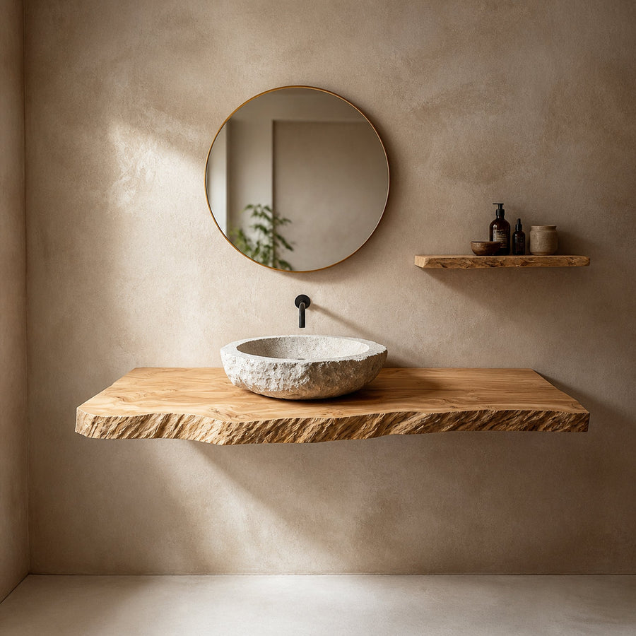 Rustic Shelf Natural Edge Vanity Bathroom