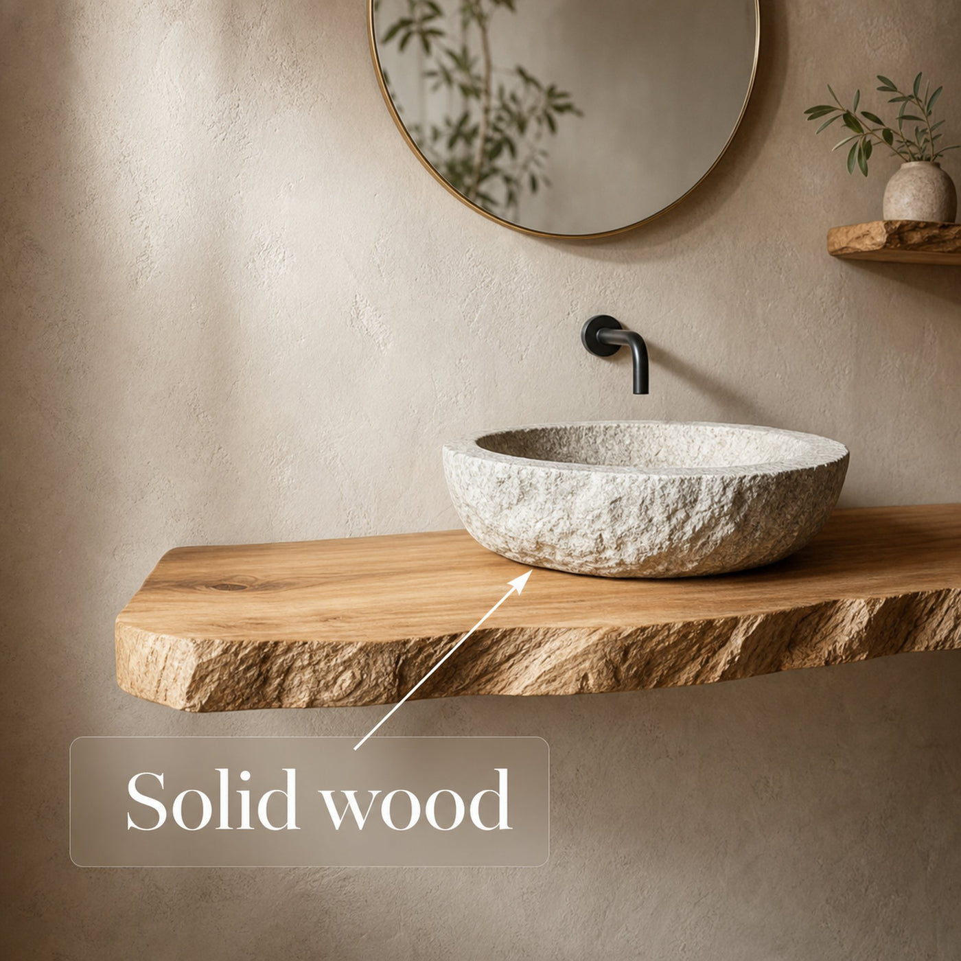 Rustic Shelf Natural Edge Vanity Bathroom - product view 3