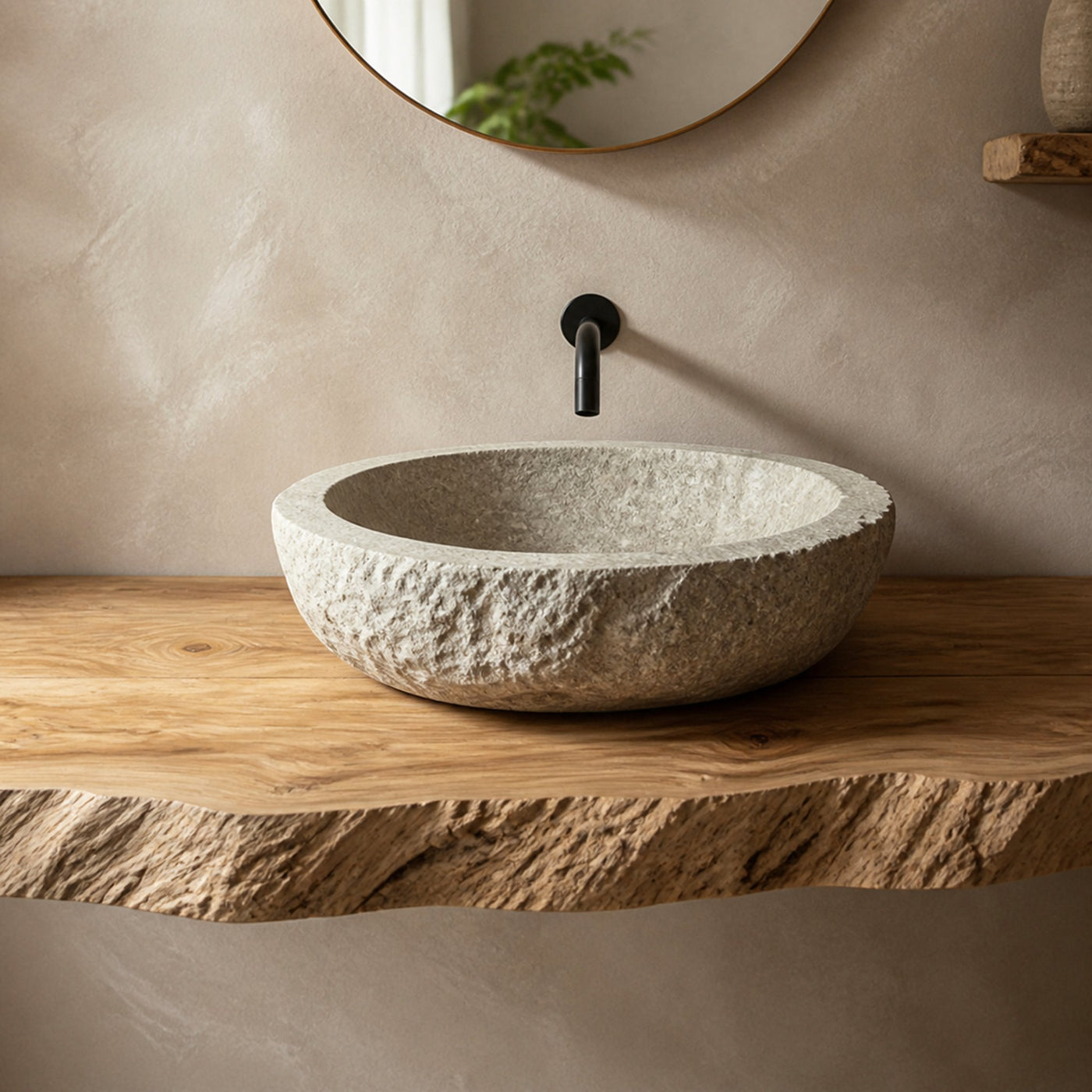 Rustic Shelf Natural Edge Vanity Bathroom - product view 4