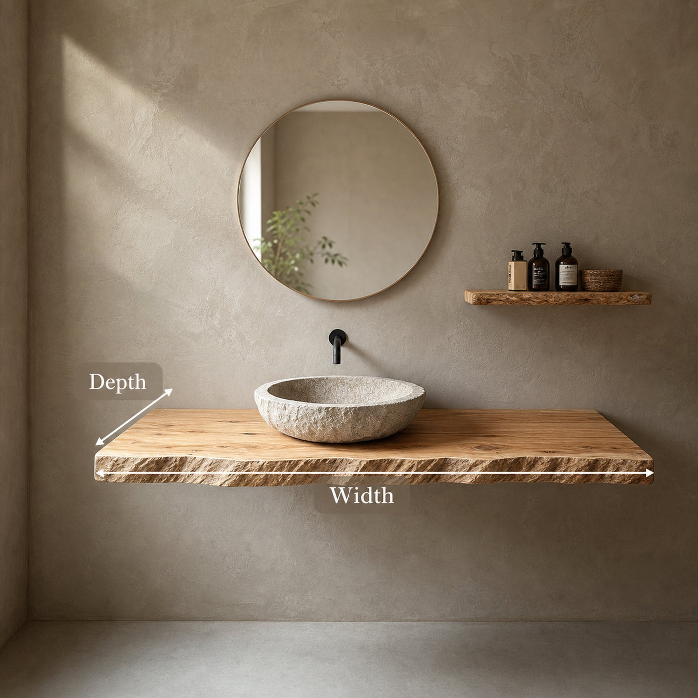 Rustic Shelf Natural Edge Vanity Bathroom - product view 5