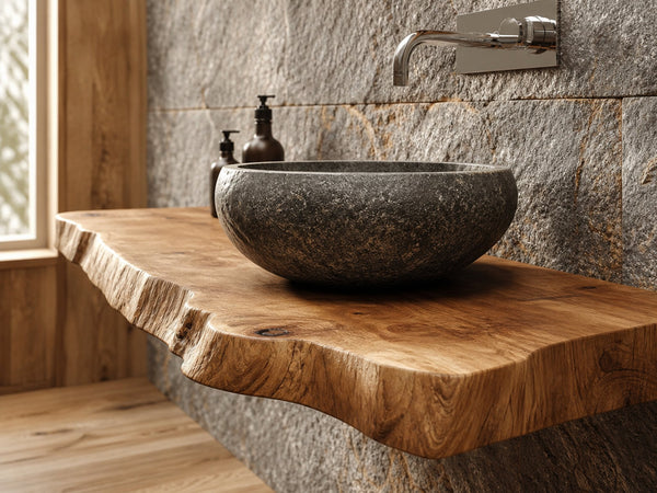 Riverline Dusk Live Edge Floating Bathroom Vanity with Thick Slab