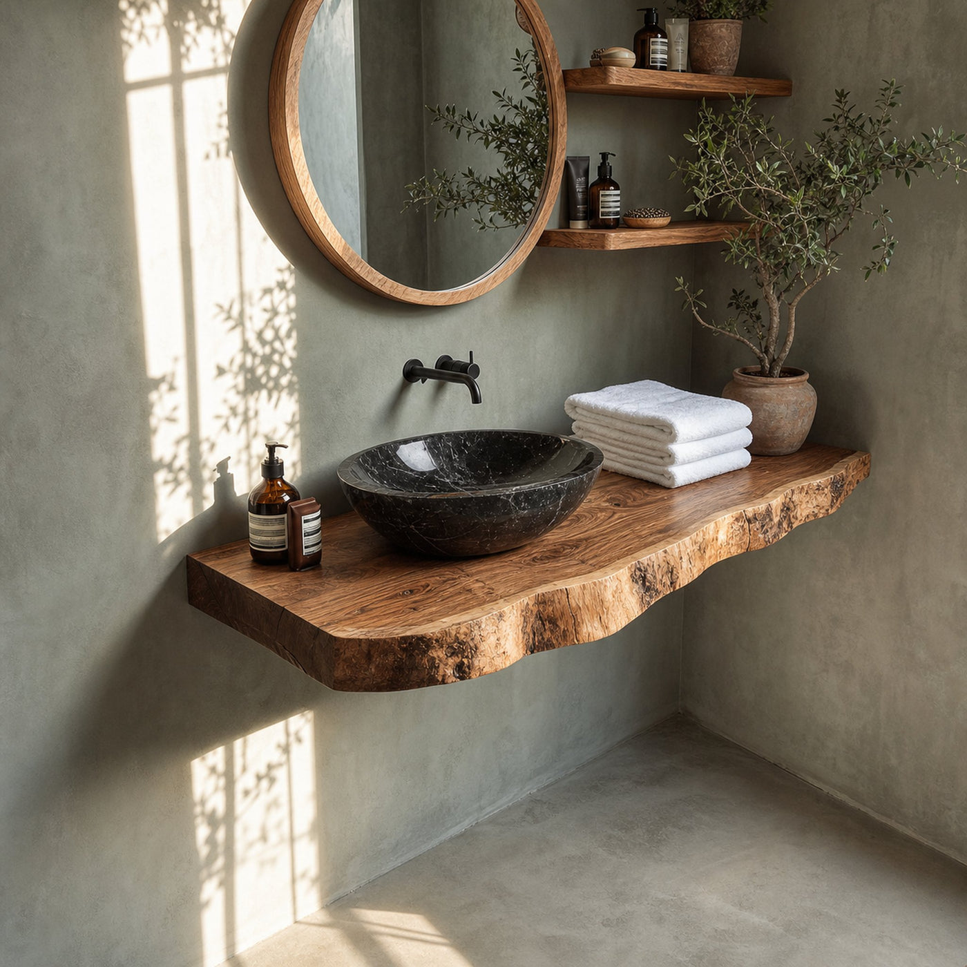 Rustic Single Sink Vanity Bathroom