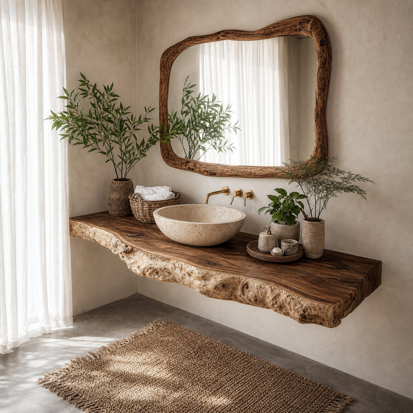 Rustic Single Sink Vanity Bathroom