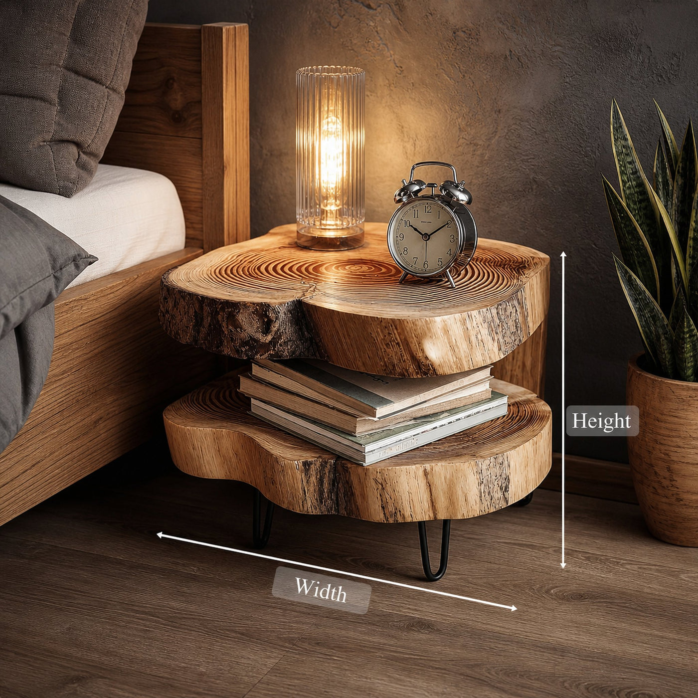 Rustic Solid Wood Bedside Table Bedroom - product view 6