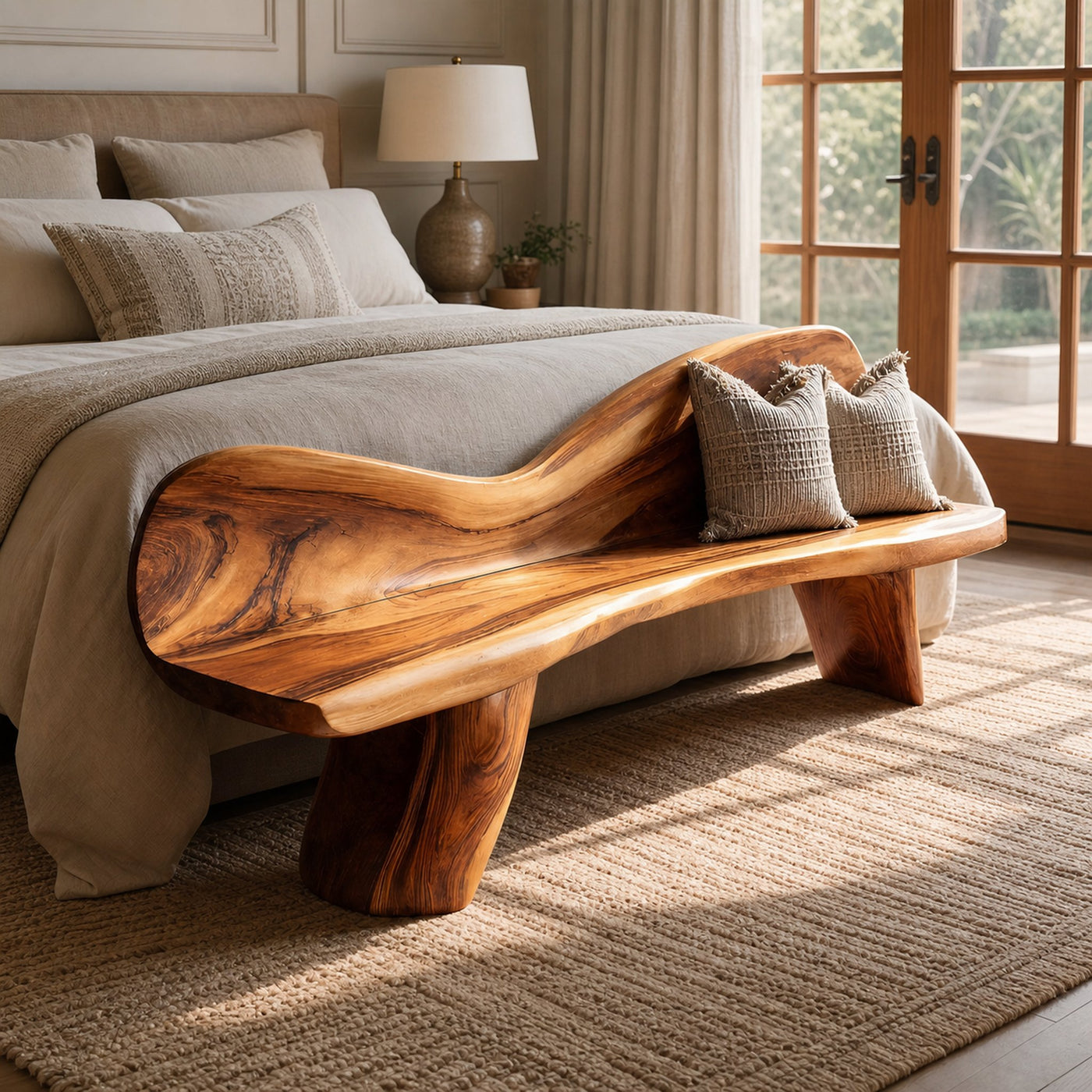 Rustic Solid Wood Bench For Entryway And Foyer Decor
