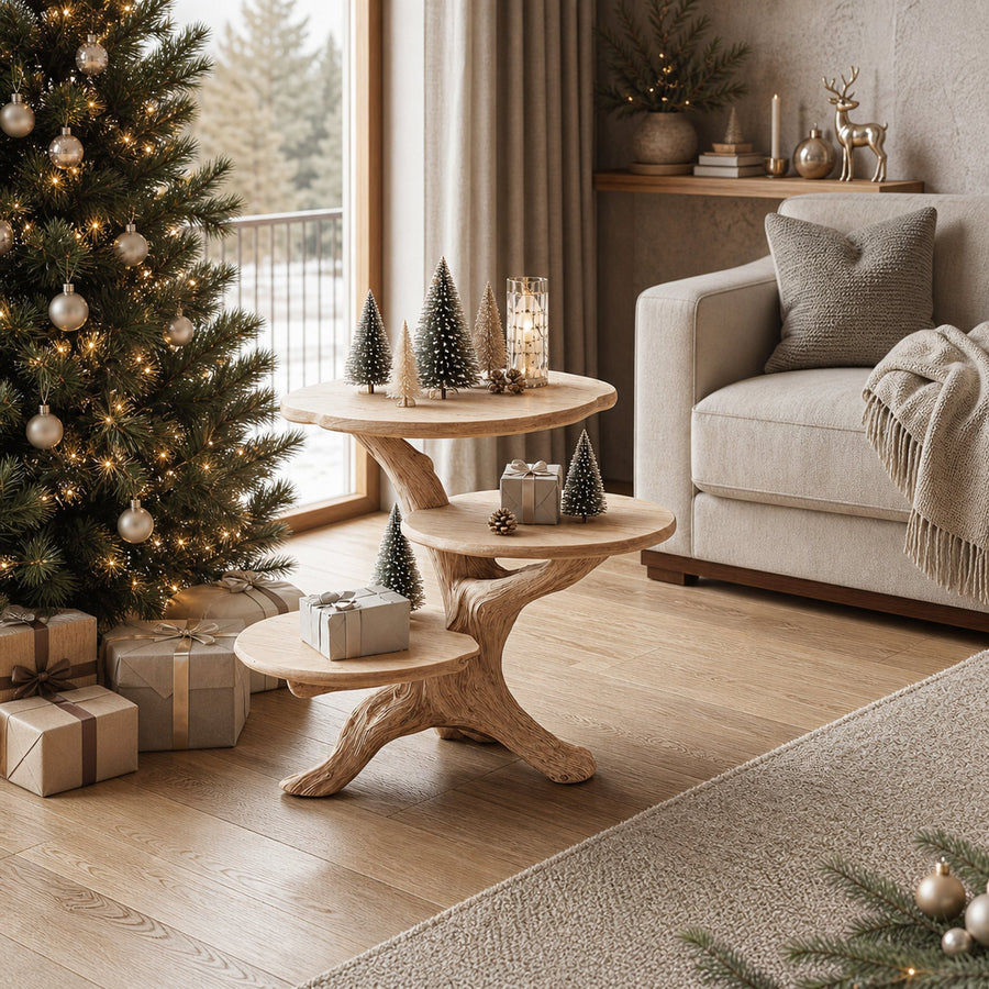 Rustic Solid Wood End Table For Entryway Design Xmas Wall Display