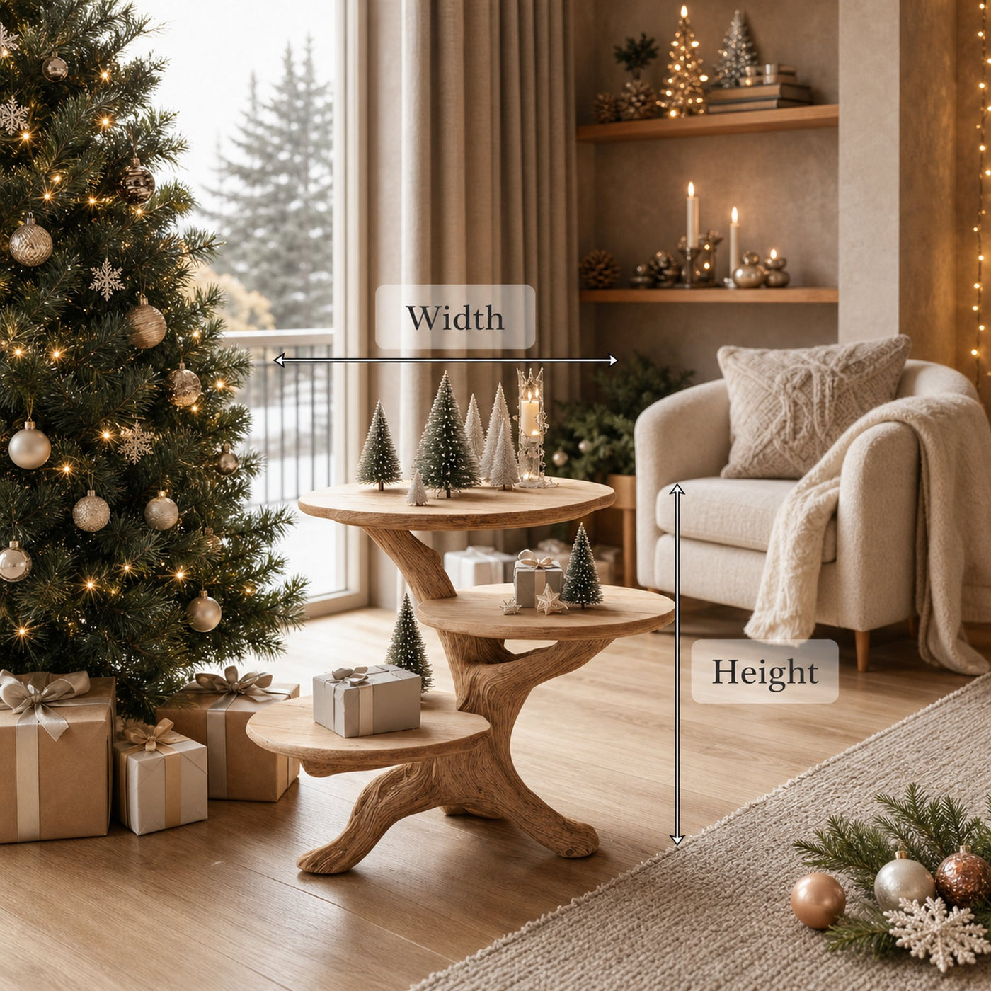 Rustic Solid Wood End Table For Entryway Design Xmas Wall Display - product view 6