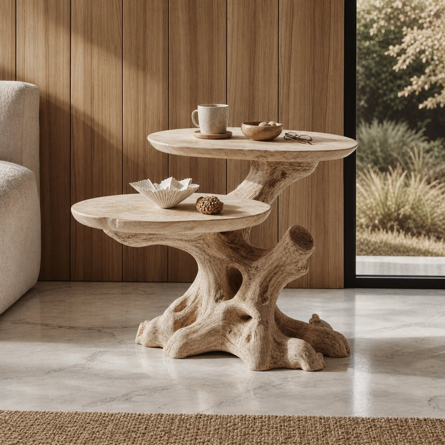 Rustic Solid Wood End Table Living Room Decor