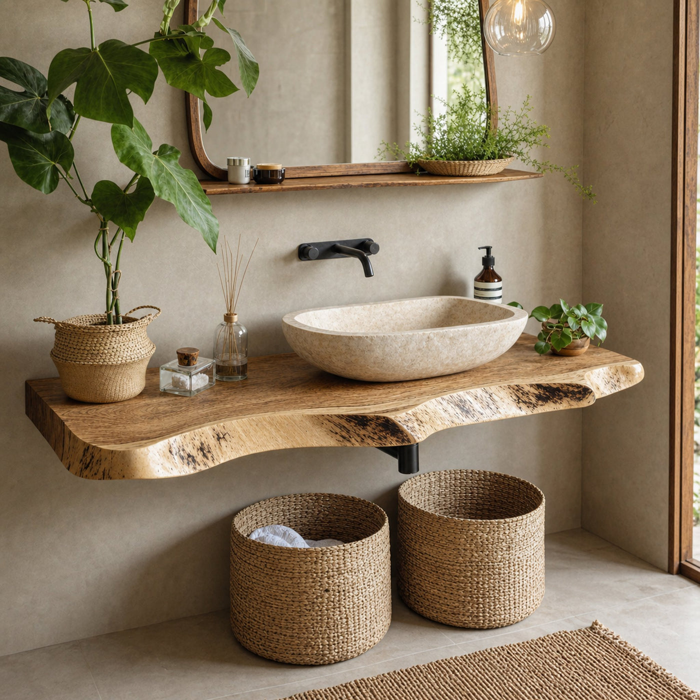 Rustic Solid Wood Vanity For Elegant Bathroom Decor