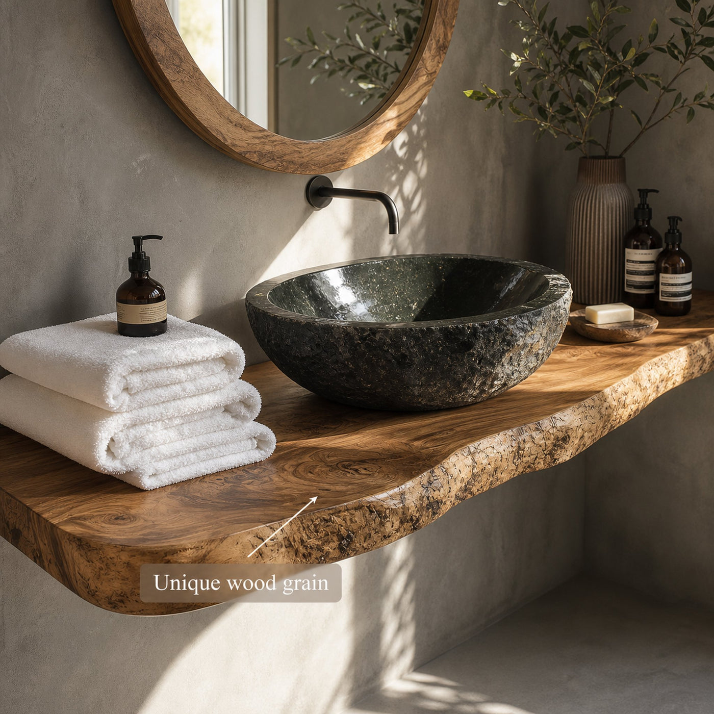 Rustic Stone Basin Vanity Bathroom - product view 3