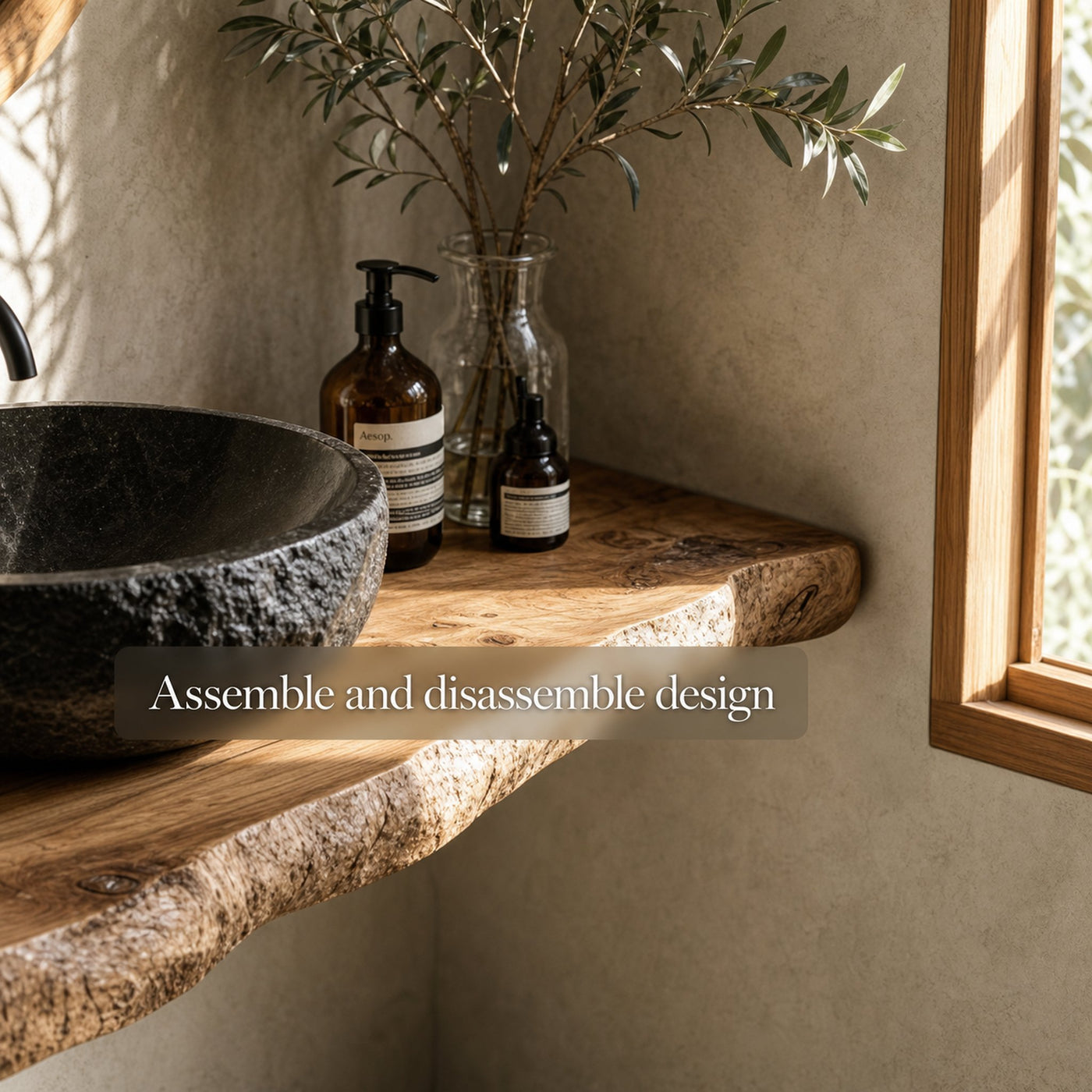 Rustic Stone Basin Vanity Bathroom - product view 5