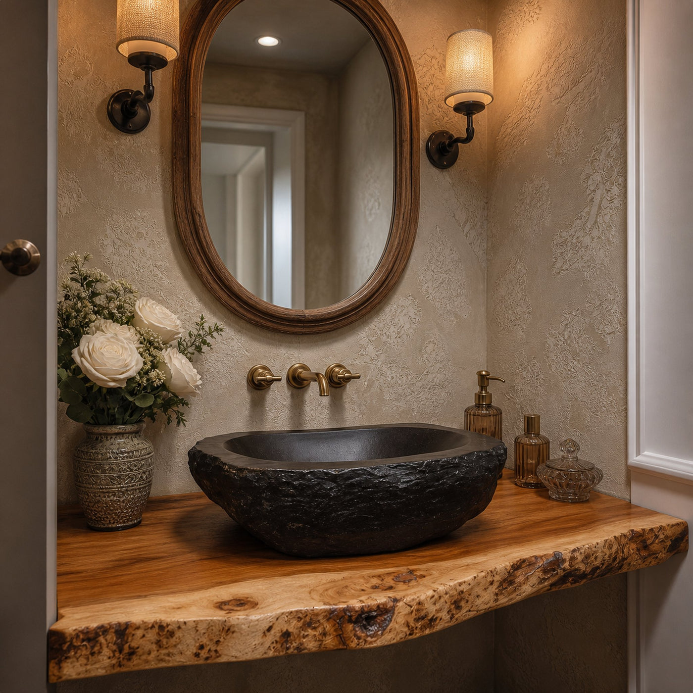 Rustic Traditional Wood Sink Stand Bathroom