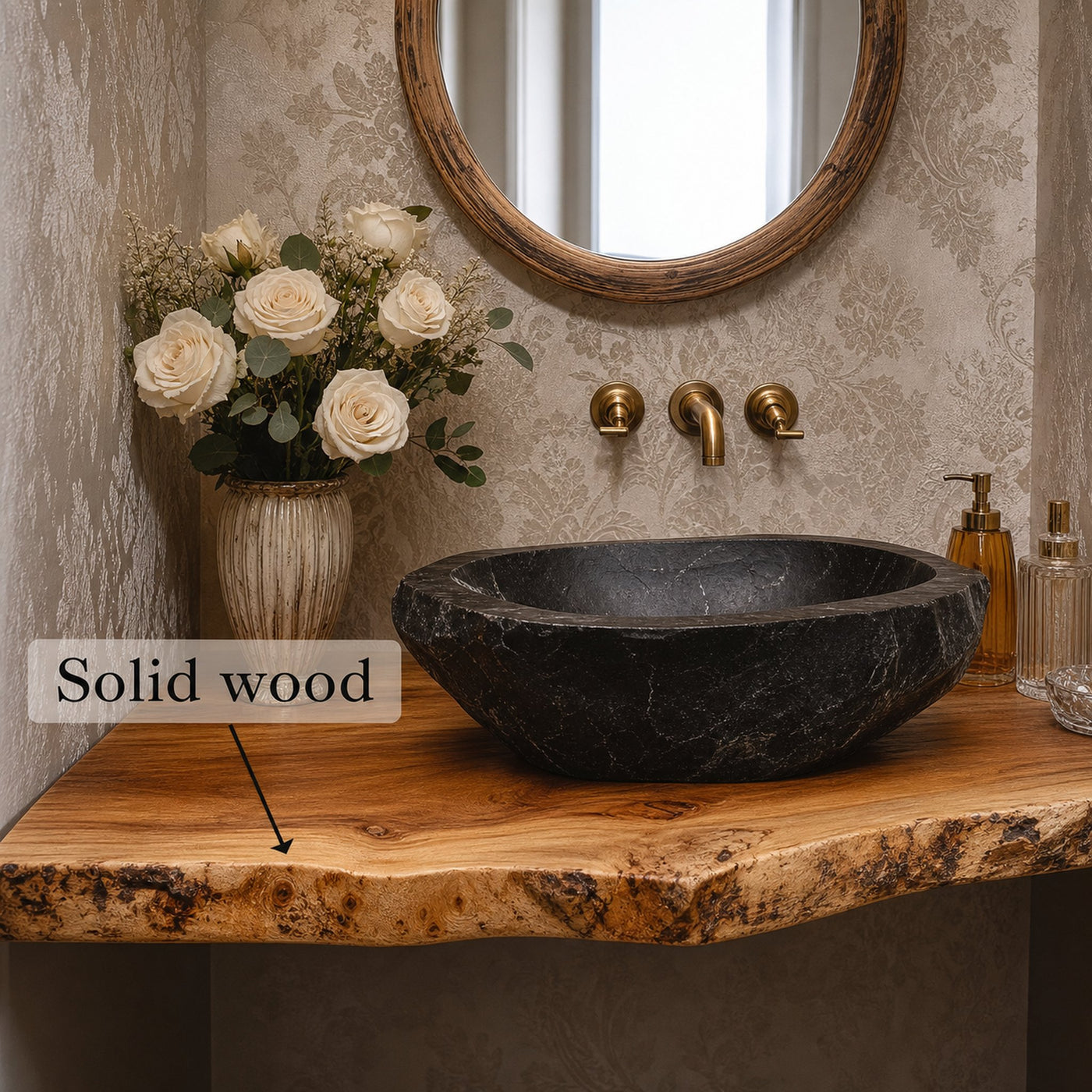 Rustic Traditional Wood Sink Stand Bathroom - product view 3