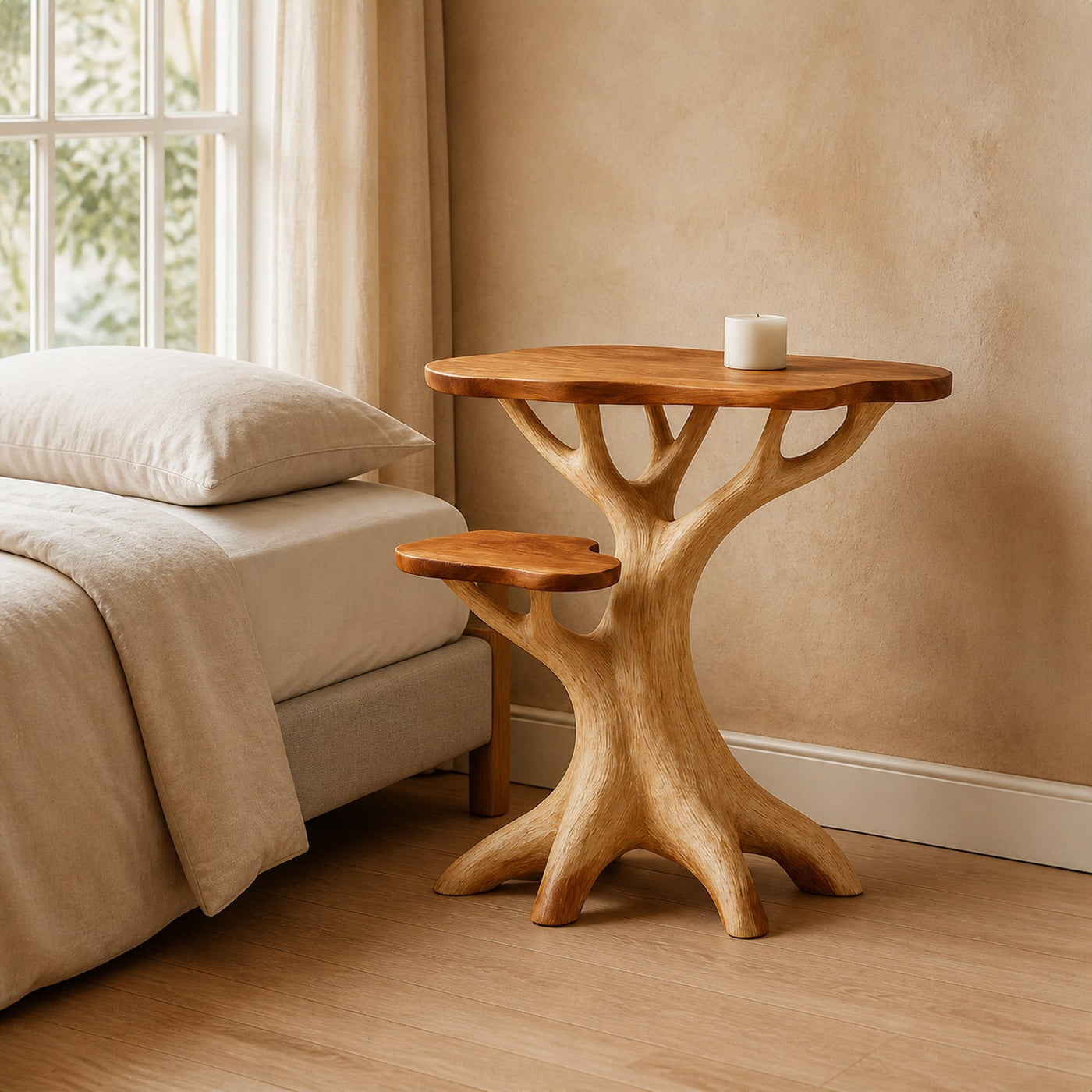 Rustic Tree Bedside Table Bedroom - product view 2