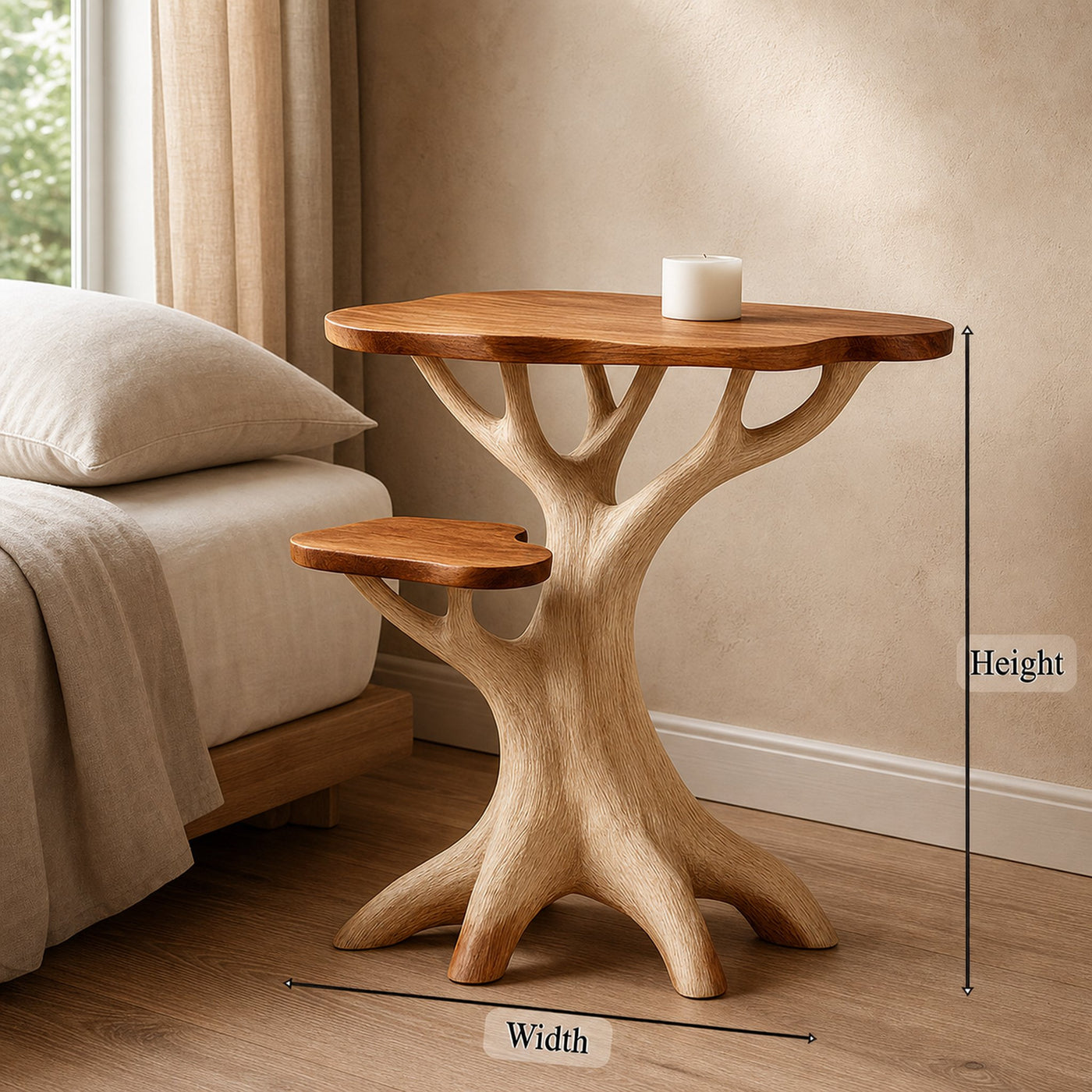 Rustic Tree Bedside Table Bedroom - product view 5