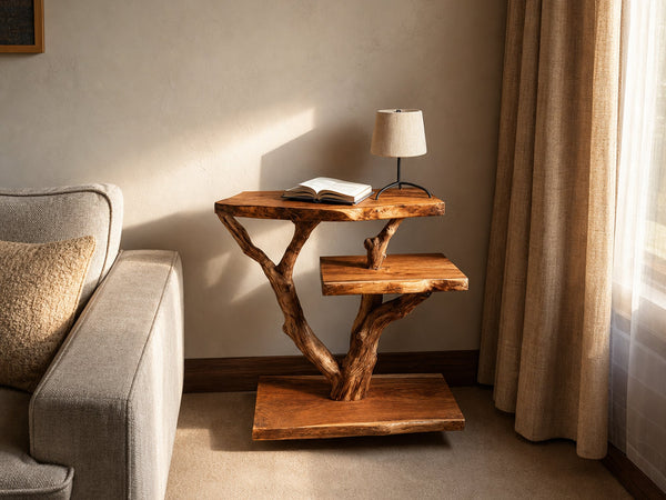 Rustic Tree Bedside Table Bedroom Living Room