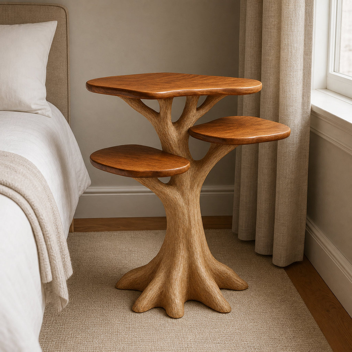 Rustic Tree End Table Bedroom Furniture Accent