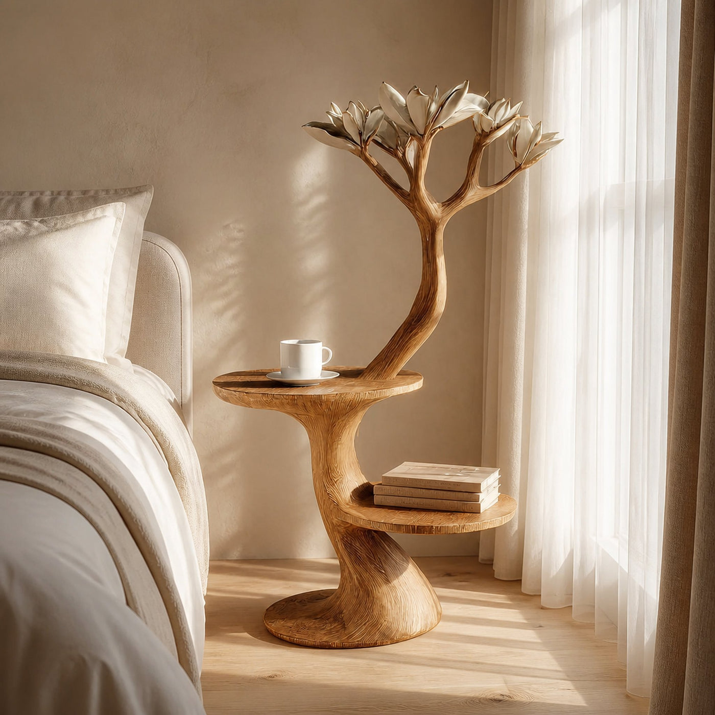 Rustic Tree Form Bedside Table Modern Bedroom