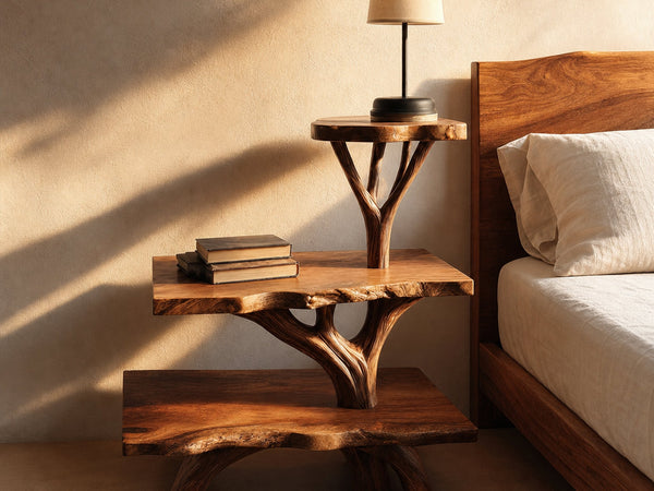 Rustic Tree Nightstand Bedroom Apartment