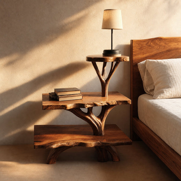 Rustic Tree Nightstand Bedroom Apartment