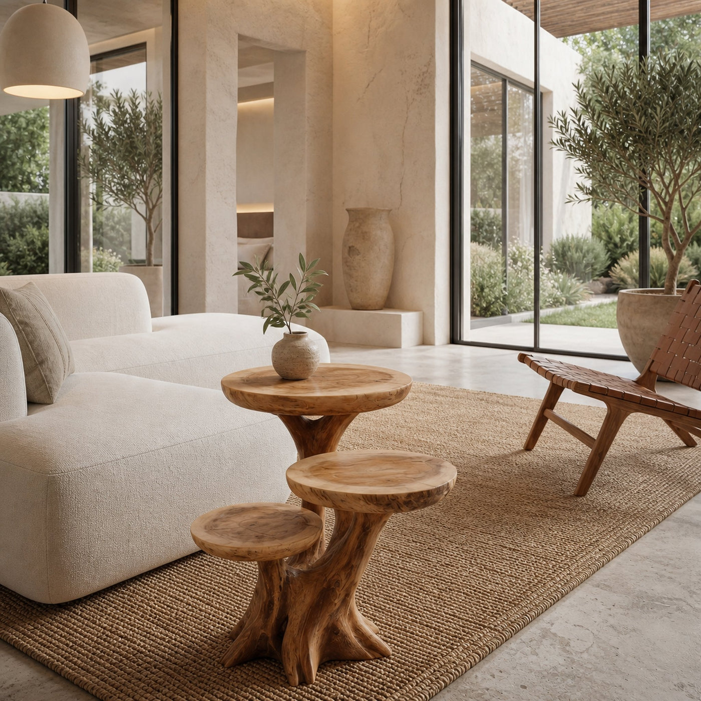 Rustic Tree Root Side Table With Sculptural Solid Wood Design For Living Room And Bedroom - product view 6