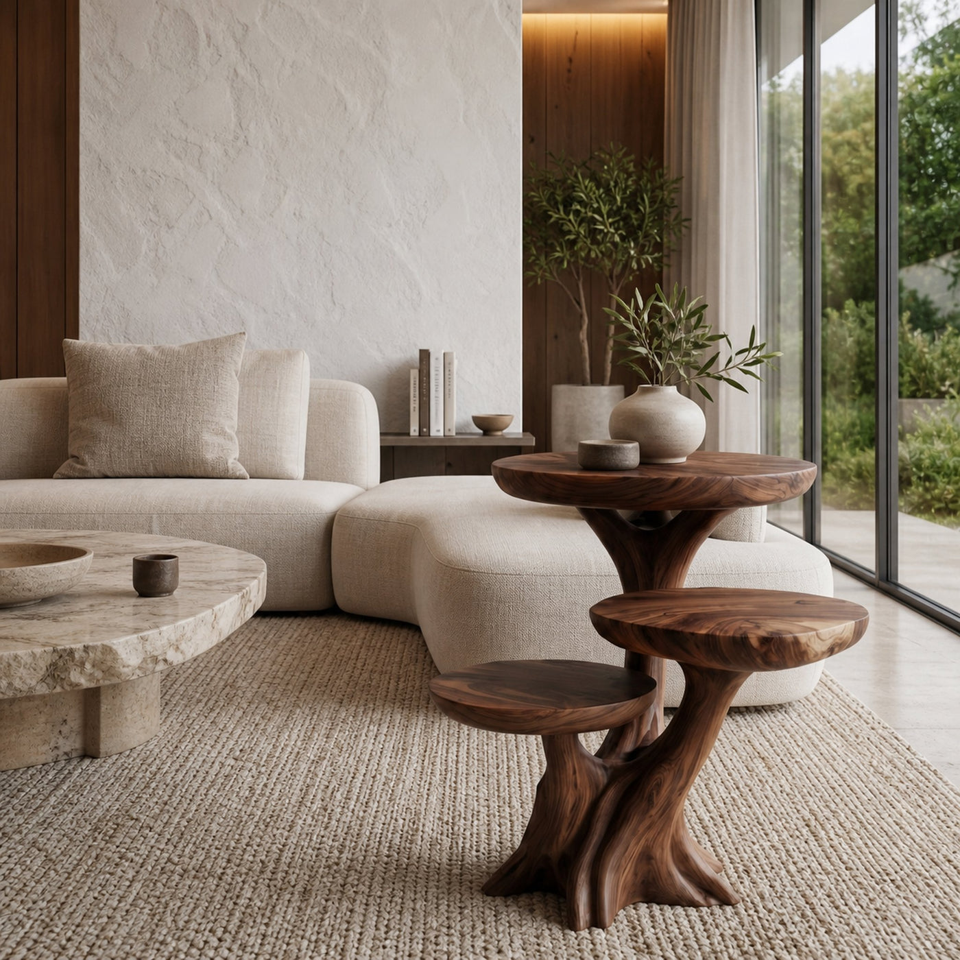 Rustic Tree Root Side Table With Sculptural Solid Wood Design For Living Room And Bedroom - product view 7