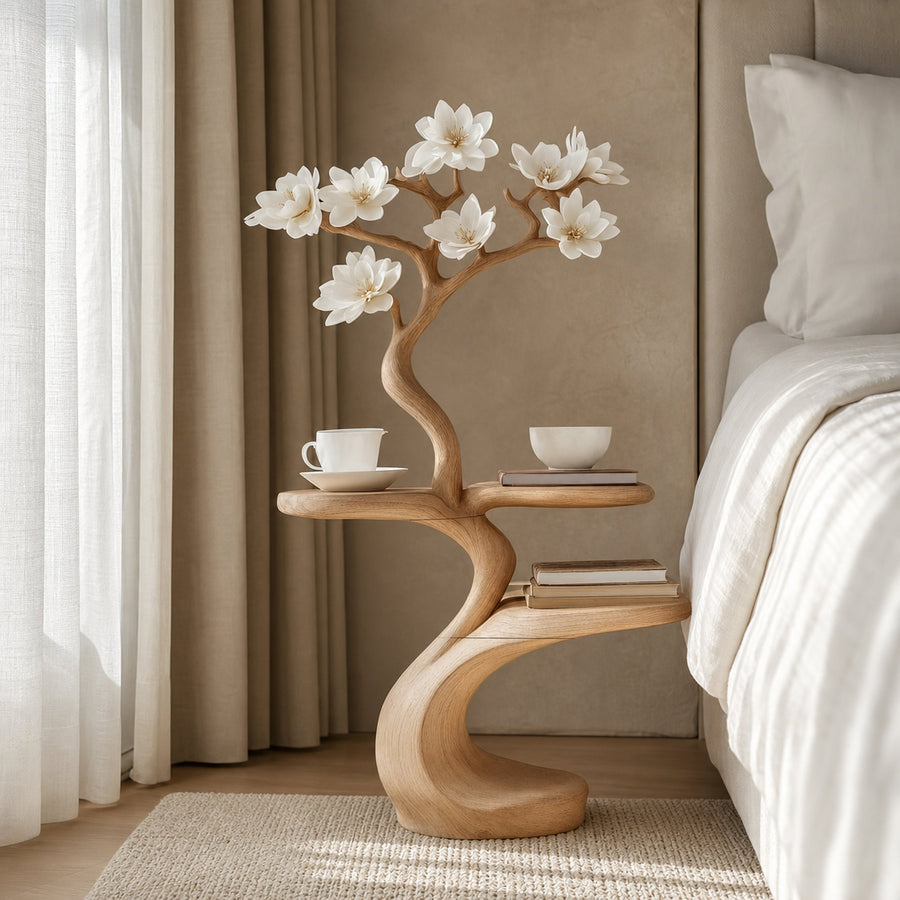 Rustic Tree Shape Bedside Table Modern Bedroom