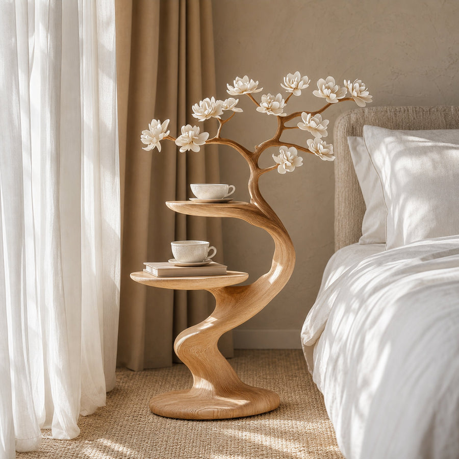 Rustic Tree Shape Side Table Bedroom Decor