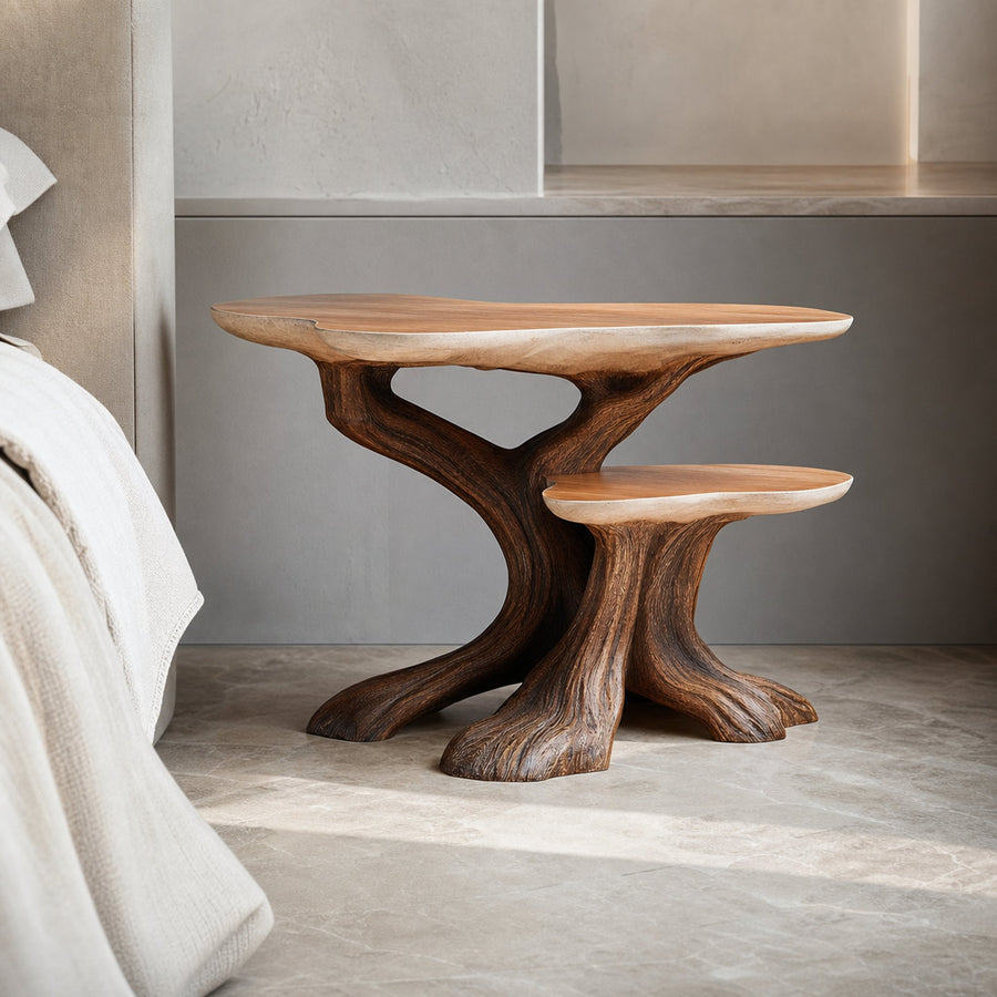 Rustic Tree Shaped Bedside Table Bedroom