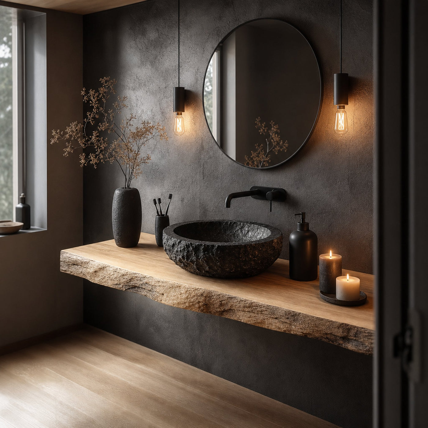 Rustic Wall Mounted Bathroom Vanity Powder Room - product view 2