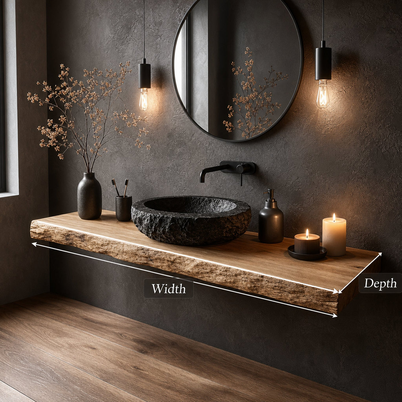 Rustic Wall Mounted Bathroom Vanity Powder Room - product view 5