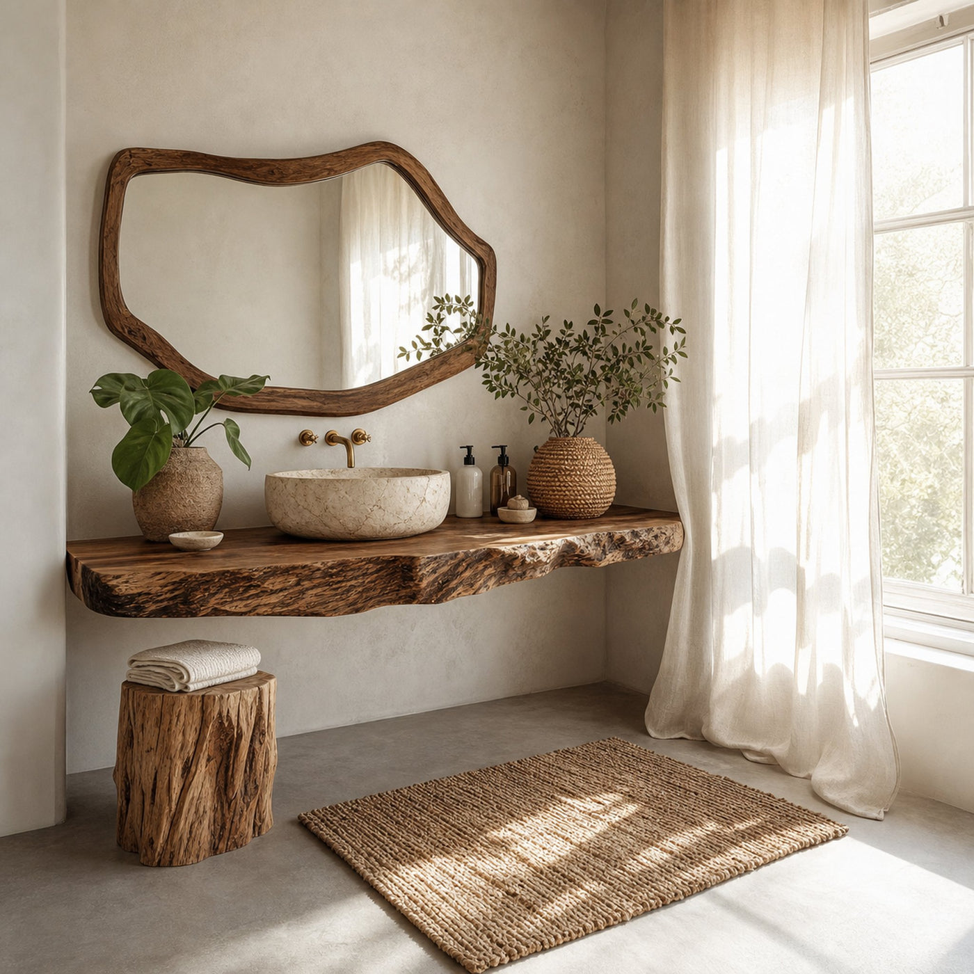 Rustic Wide Floating Shelf Vanity Bathroom - product view 2