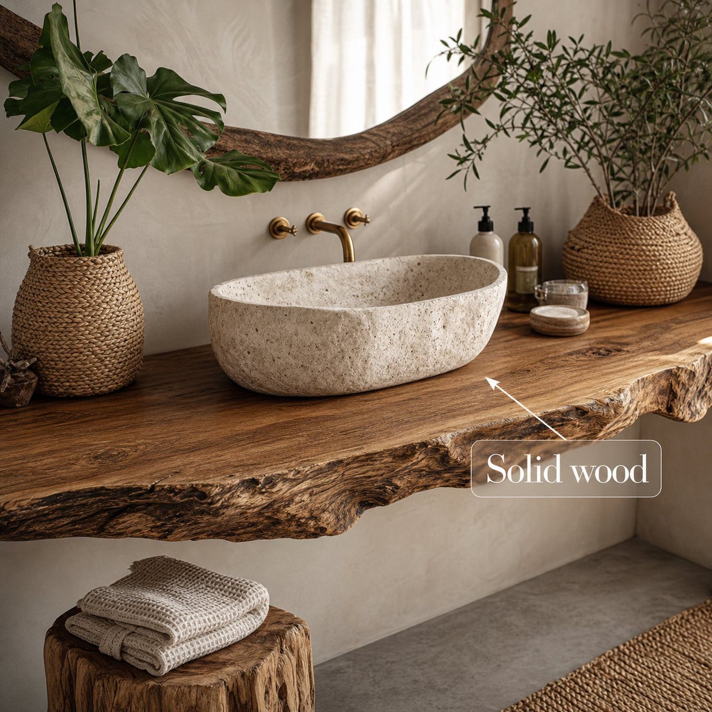 Rustic Wide Floating Shelf Vanity Bathroom - product view 3