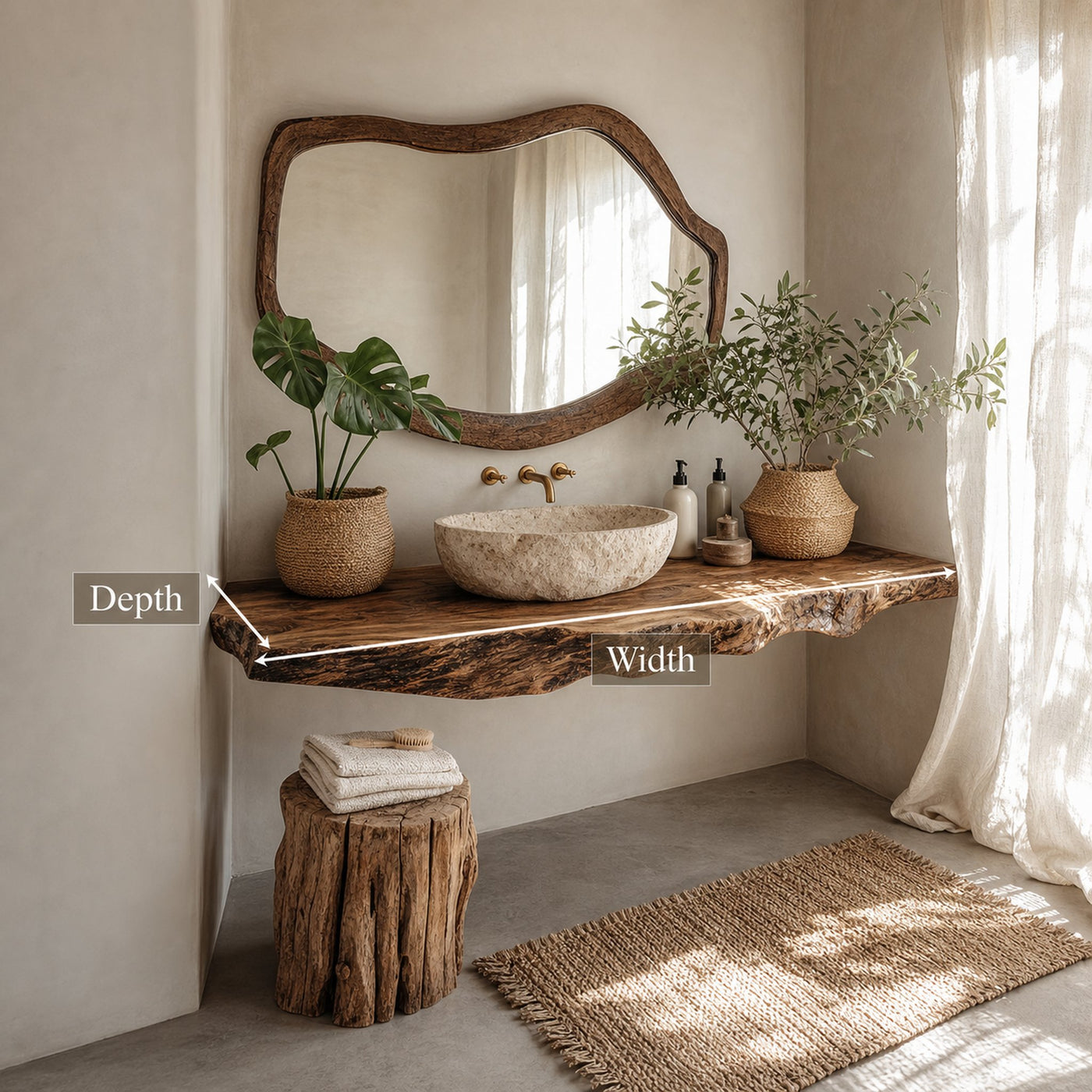 Rustic Wide Floating Shelf Vanity Bathroom - product view 5