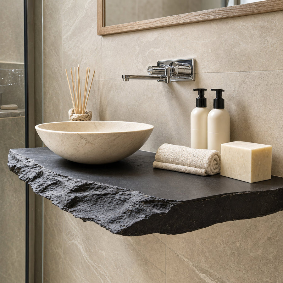 Rustic Wood Bathroom Vanity Shelf