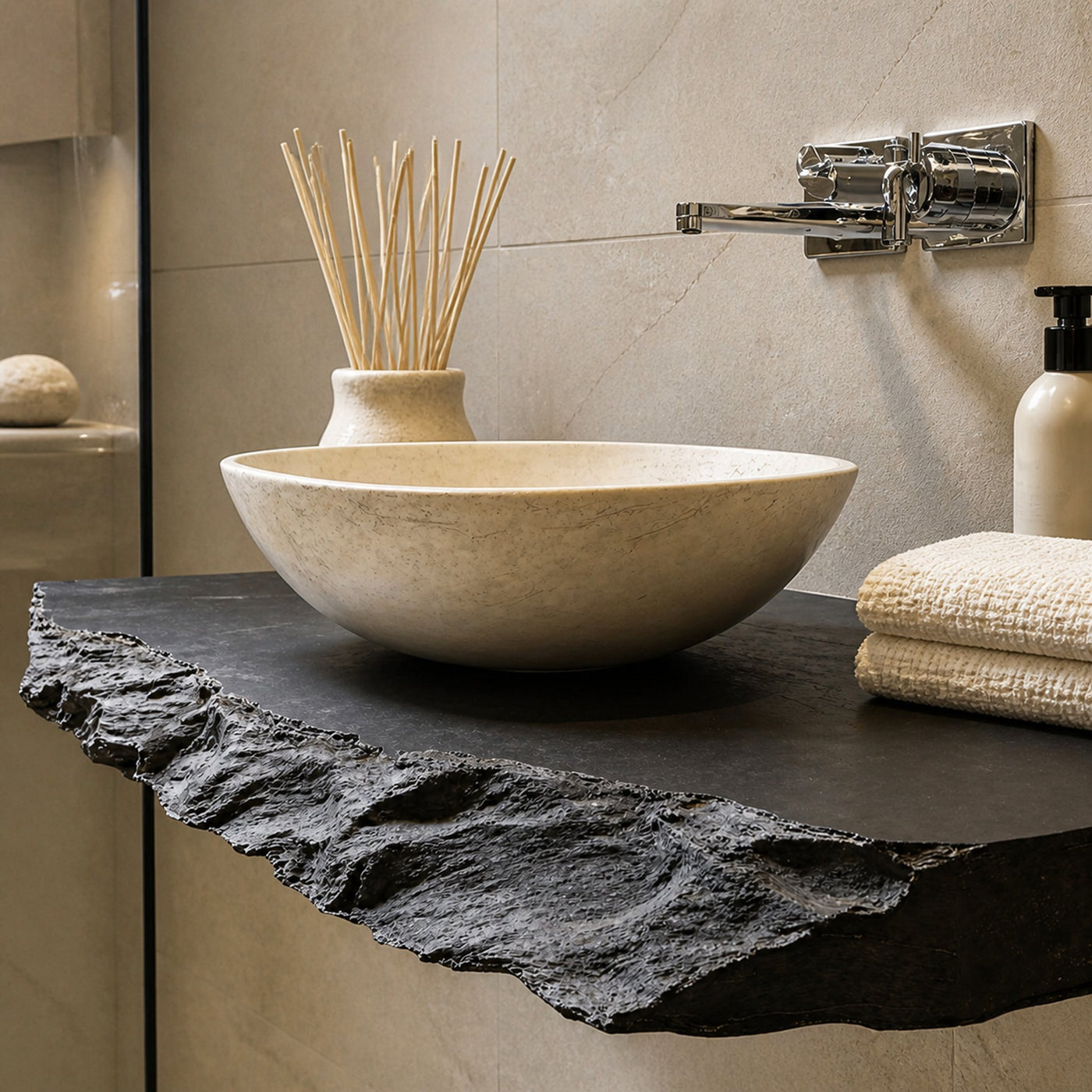 Rustic Wood Bathroom Vanity Shelf - product view 3