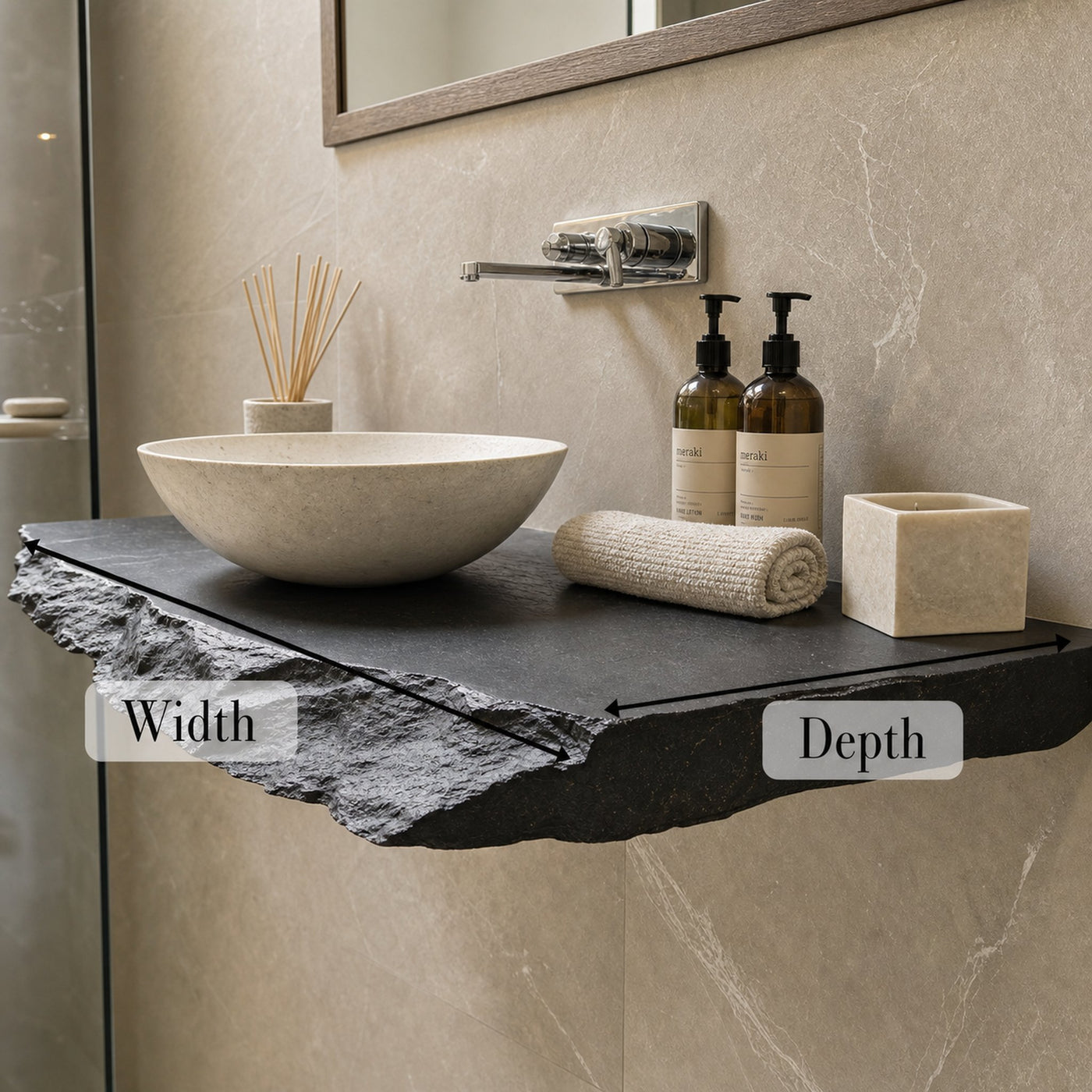 Rustic Wood Bathroom Vanity Shelf - product view 6