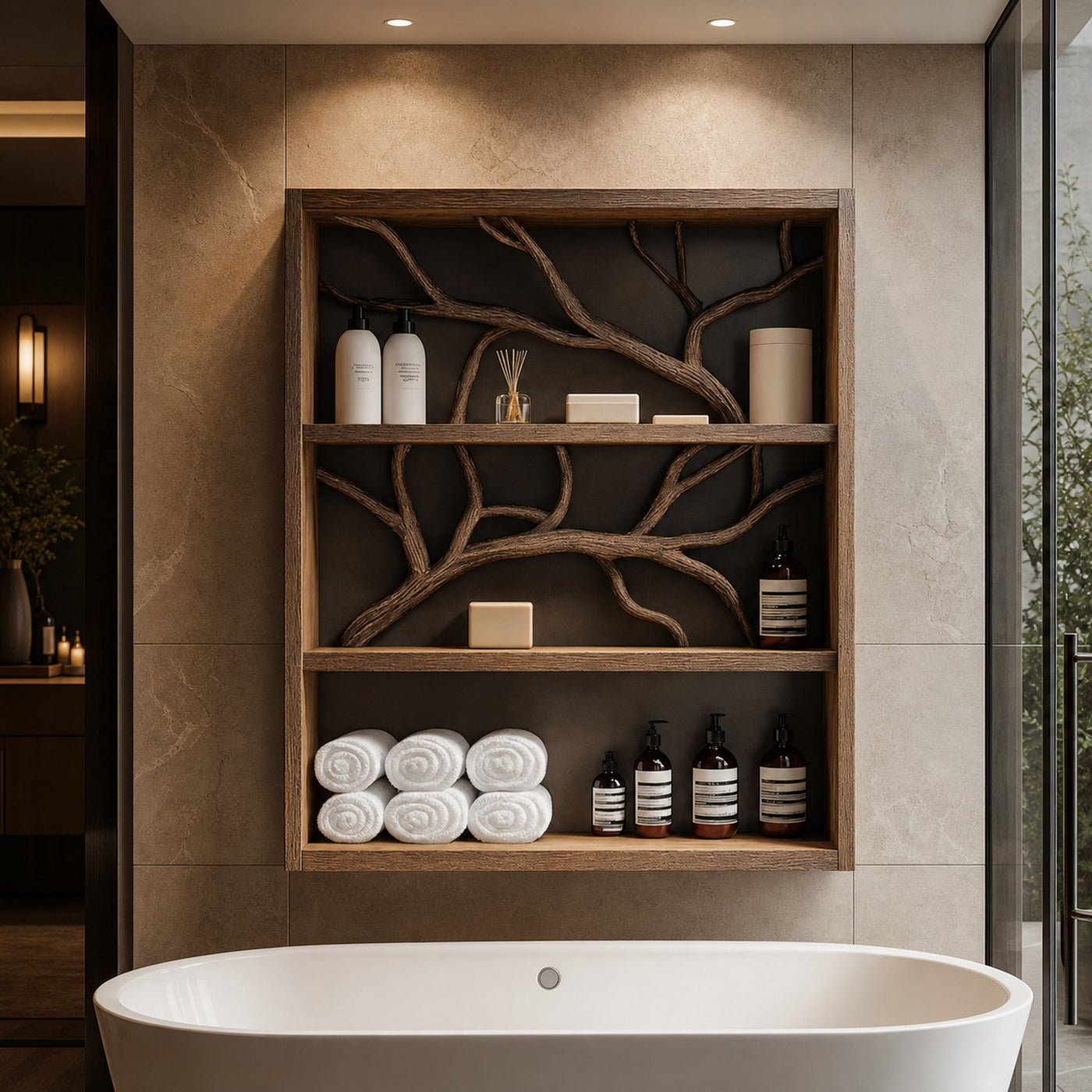 Rustic Wood Bathroom Vanity Shelf Bathroom Storage Tree Branch