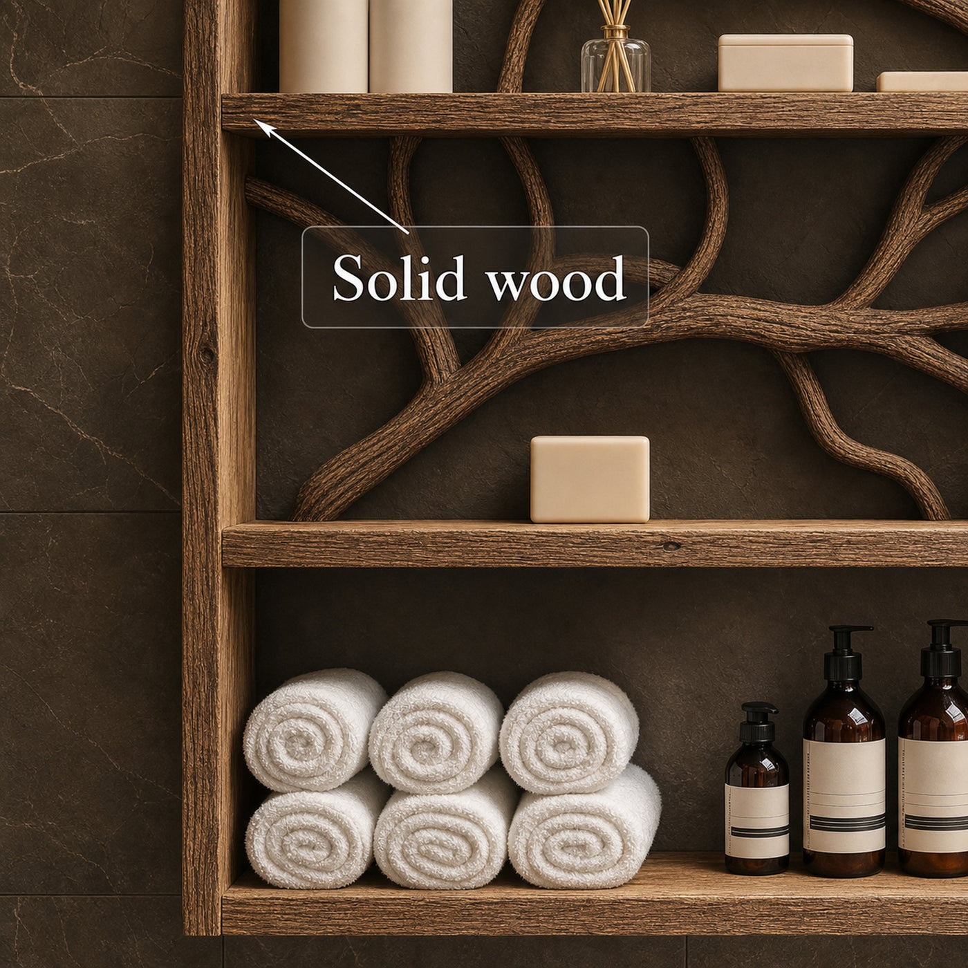 Rustic Wood Bathroom Vanity Shelf Bathroom Storage Tree Branch - product view 3