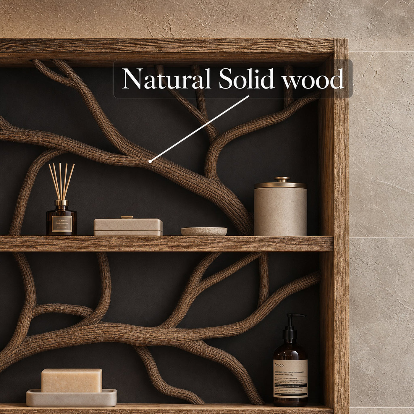 Rustic Wood Bathroom Vanity Shelf Bathroom Storage Tree Branch - product view 4