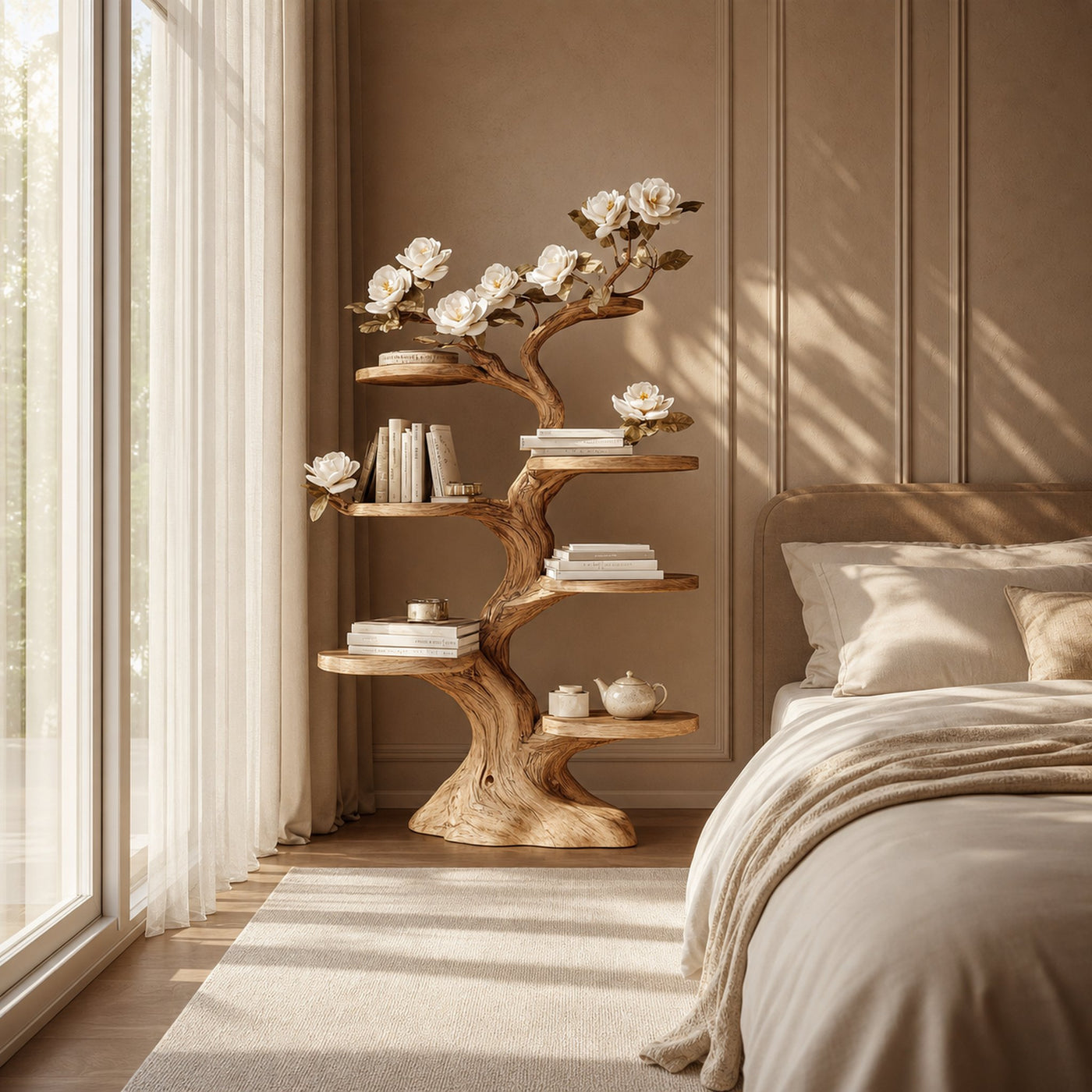 Rustic Wooden Bedside Table Bedroom Living Room Entryway - product view 2