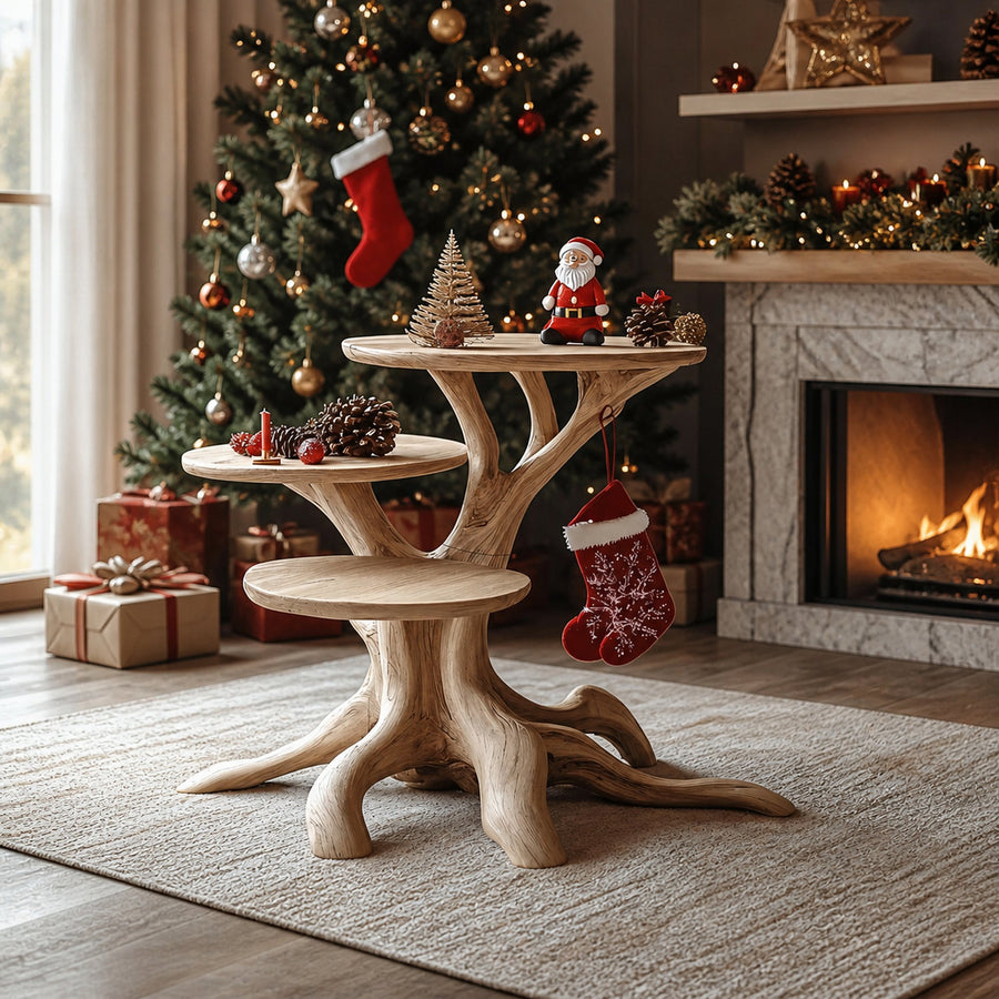 Rustic Wooden End Table For Entryway Design Festive Wall Display