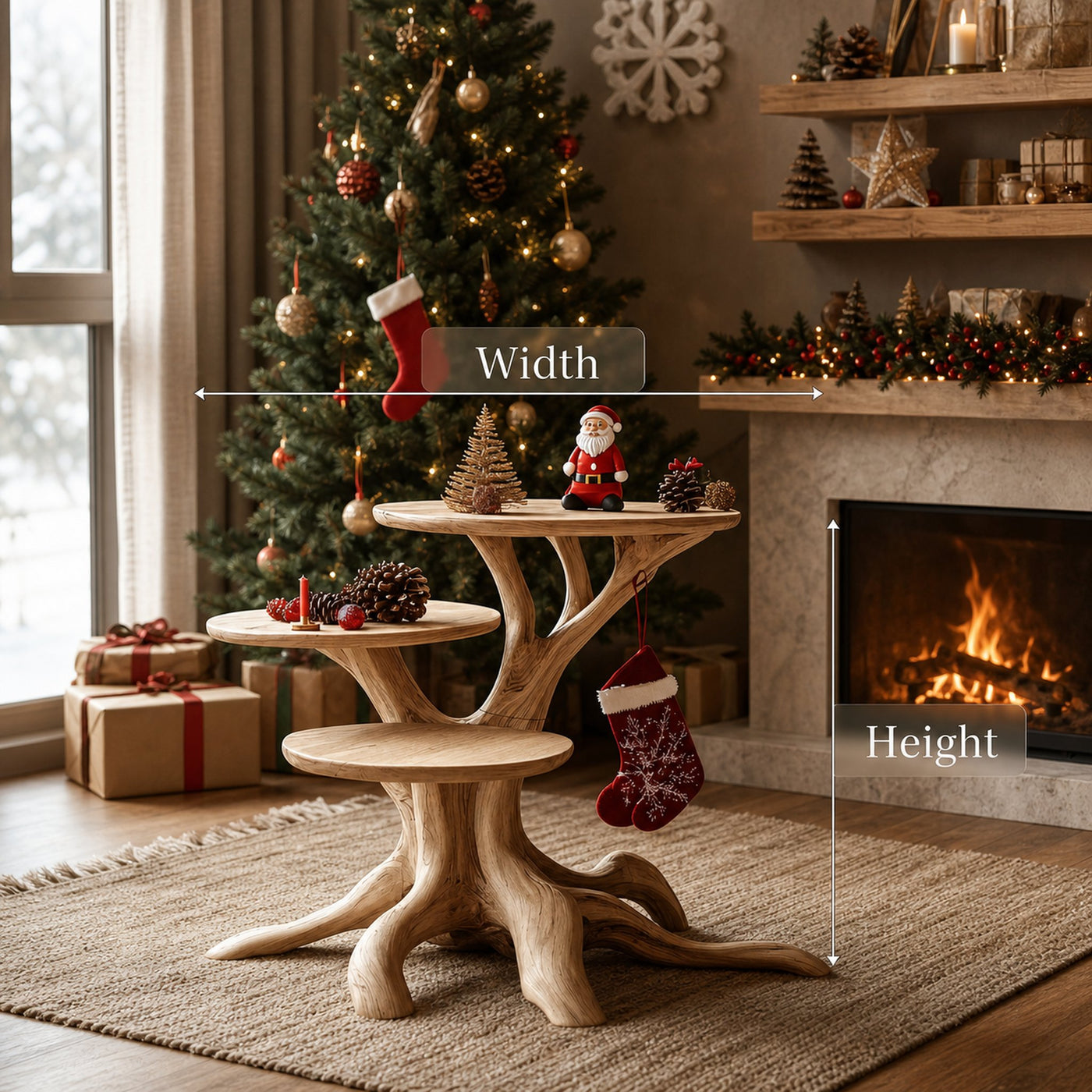 Rustic Wooden End Table For Entryway Design Festive Wall Display - product view 6
