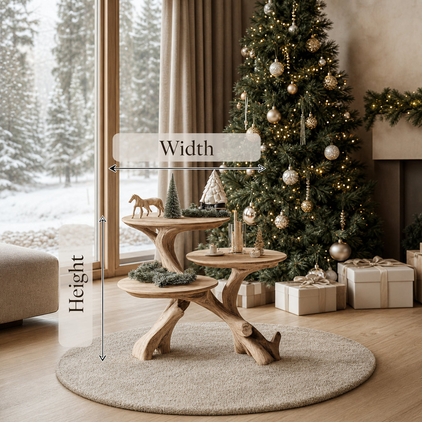 Rustic Wooden End Table For Furniture Decor Winter Holiday Style - product view 6