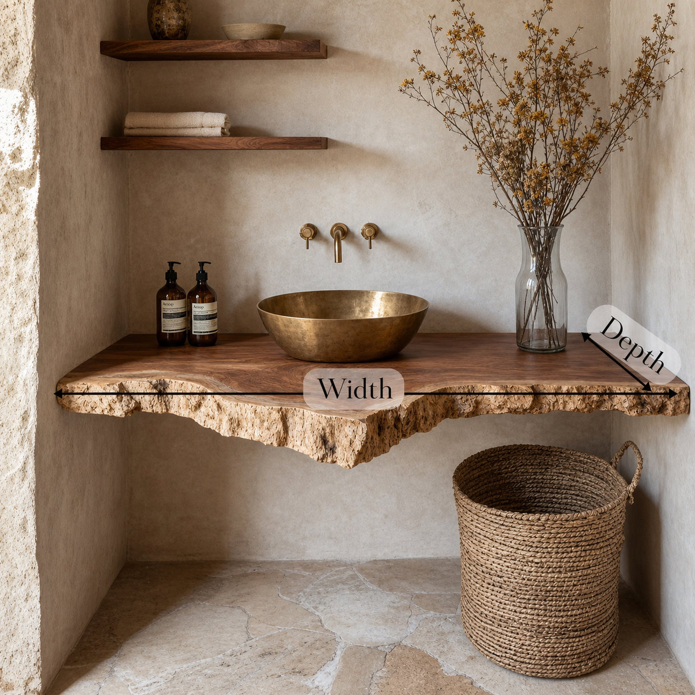 Rustic Wooden Floating Vanity For Small Bathroom Spaces - product view 6