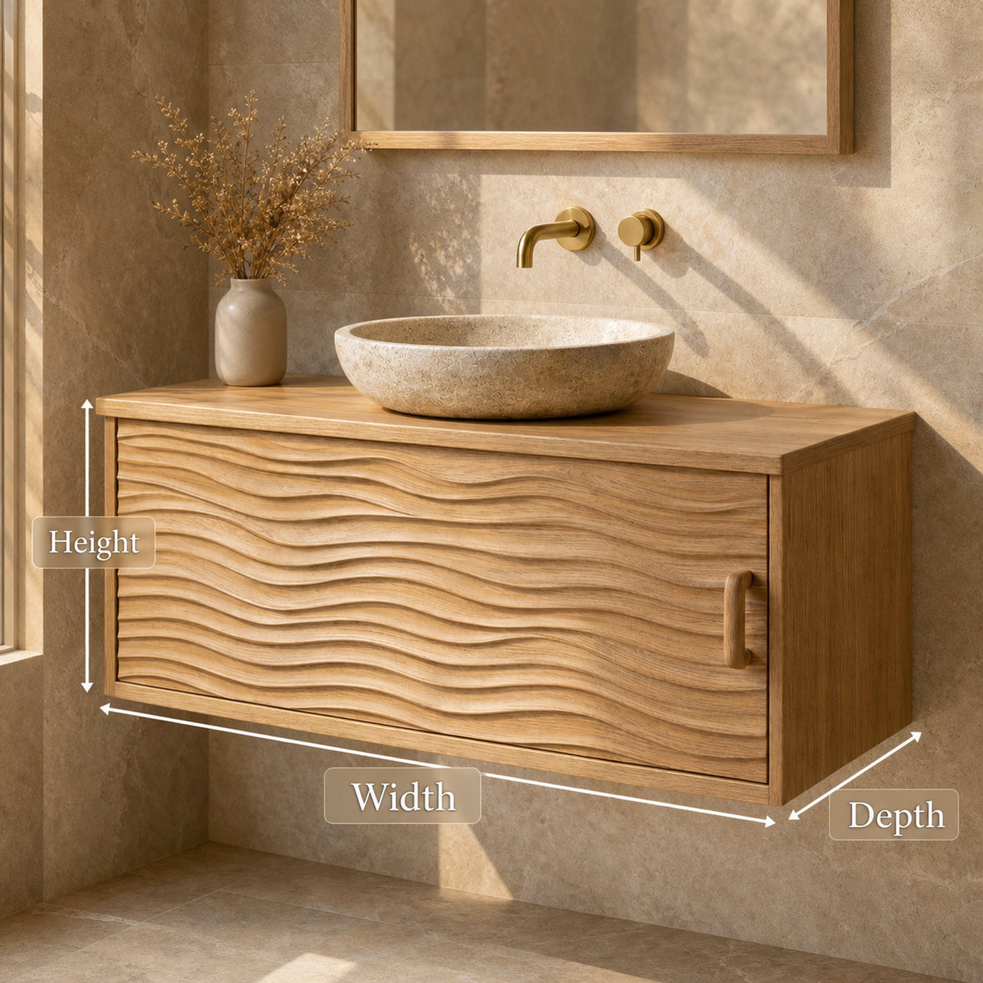 Scandinavian Style Bathroom Vanity Wall Mounted Wood Cabinet Storage - product view 4